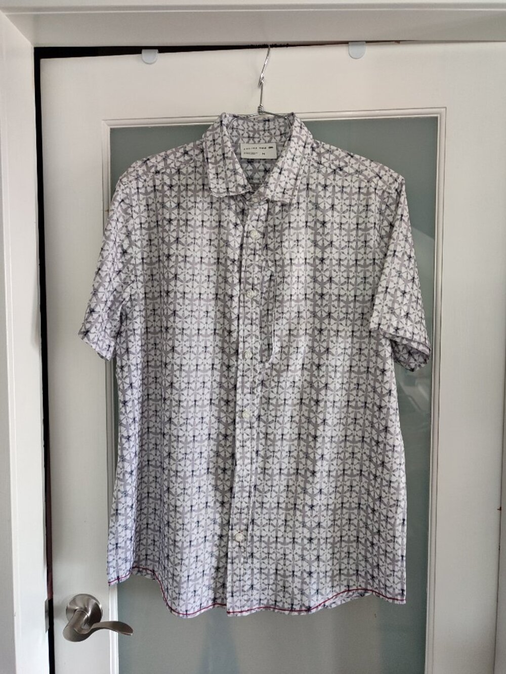 Projek Raw Men's Geometric Print Short sleeve Button-Up Shirt - Size Medium